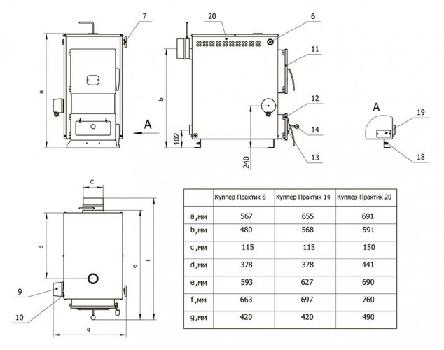 Твердотопливный котел Теплодар КУППЕР ПРАКТИК -8