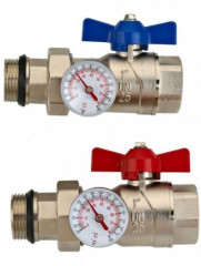 Шаровый кран Wester Комплект из двух шаровых кранов 1 &quot; с накидной гайкой и термометрами v 2