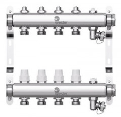 Коллектор для отопления Wester 1"-3/4 в сборе на 4 выхода с 2 заглушками