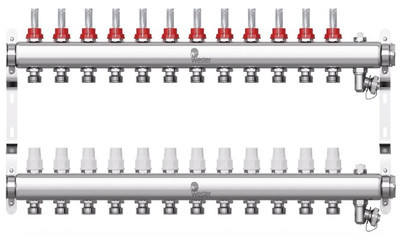 Коллекторная группа Wester 1"-3/4 в сборе с расходомерами на 12 выходов