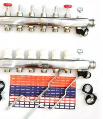 Коллекторная группа Wester 1"-3/4 в сборе с расходомерами на 5 выходов